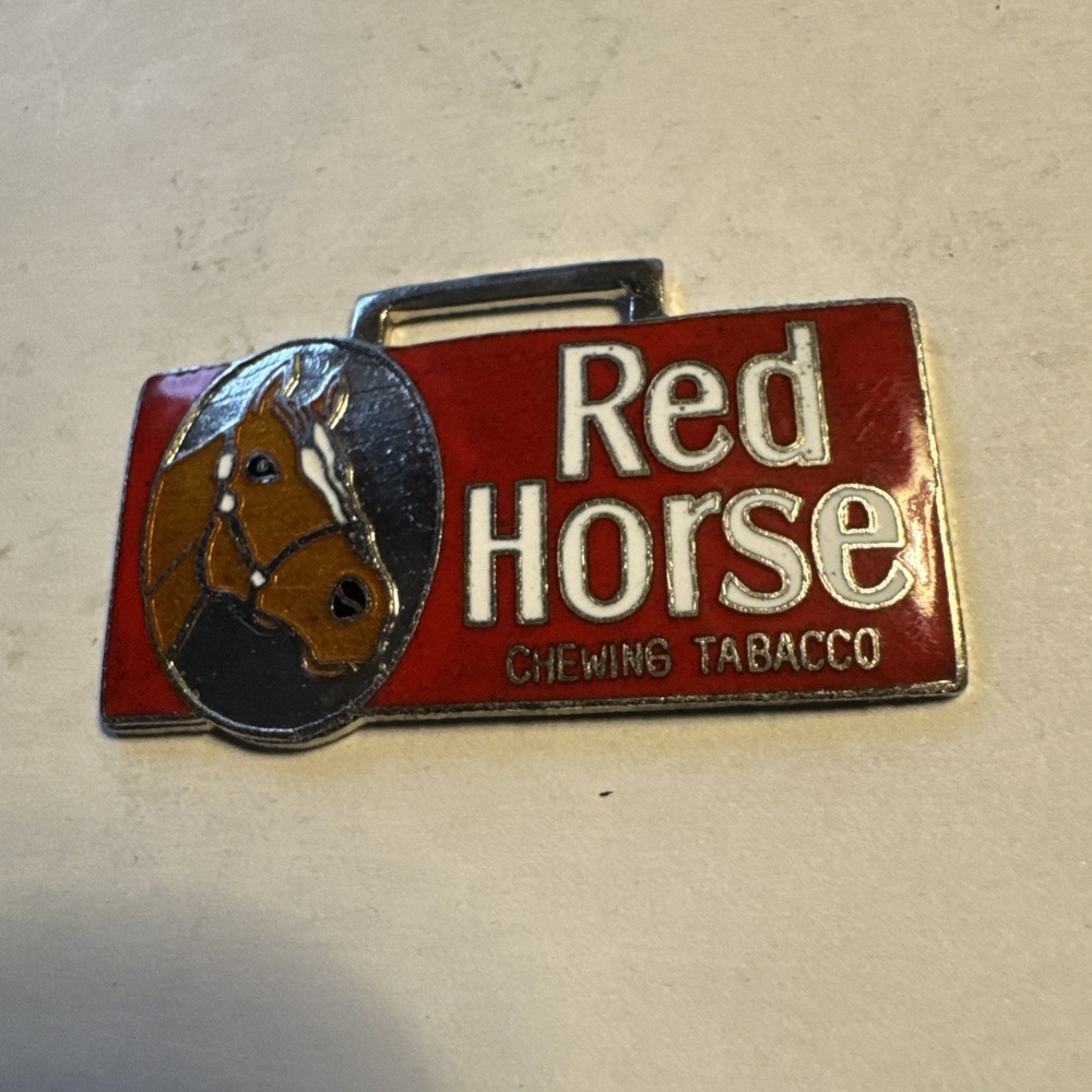 Vintage Red Horse Chewing Tobacco Watch FOB Key Chain Antique Charm Pendant